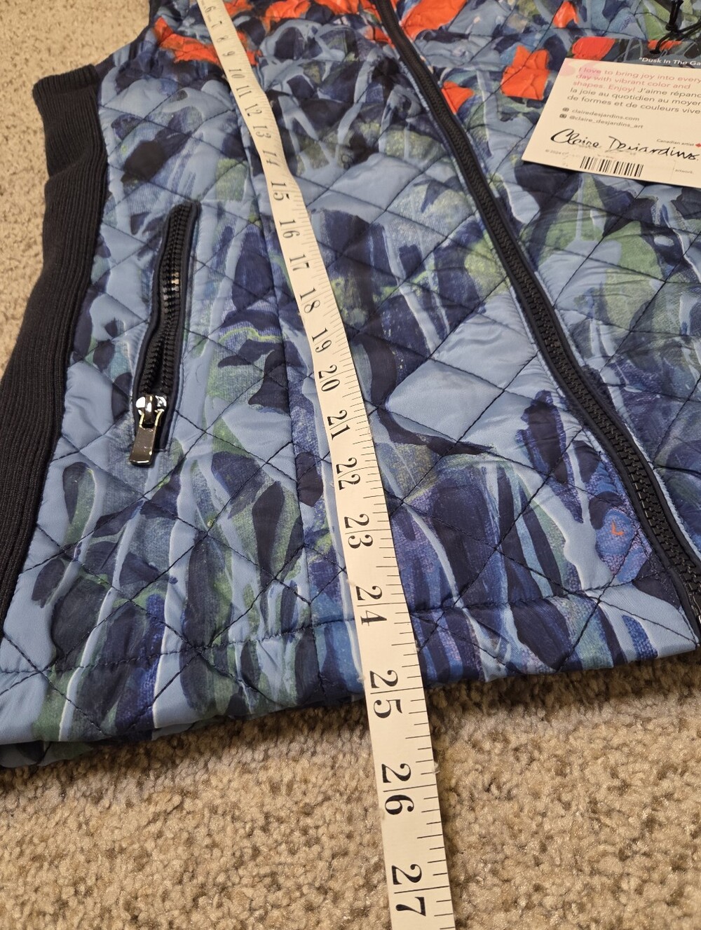 NWT Claire Desjardins Quilted Floral Vest Women's Small "Dusk In The Garden" Art - Picture 3 of 7